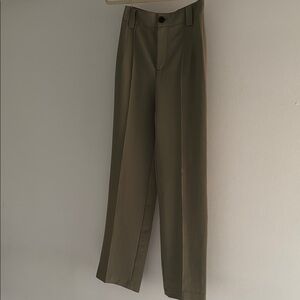 Women’s Vintage Wide Leg Pleated Olive Green Pants
